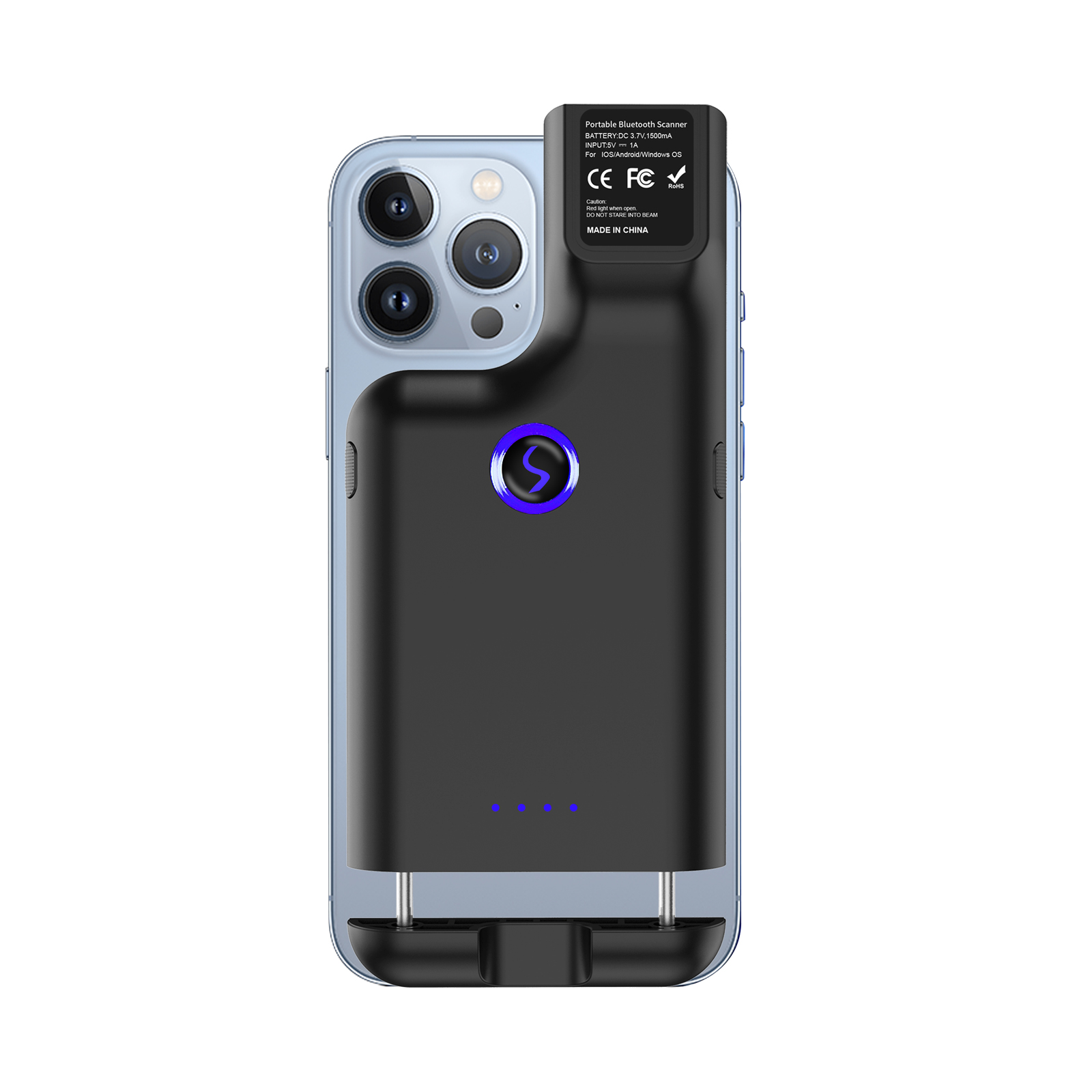 JEESTON BX75 Scanner de codes-barres sans fil 2D portable Scanner de compagnon mobile à clipser pour smartphones