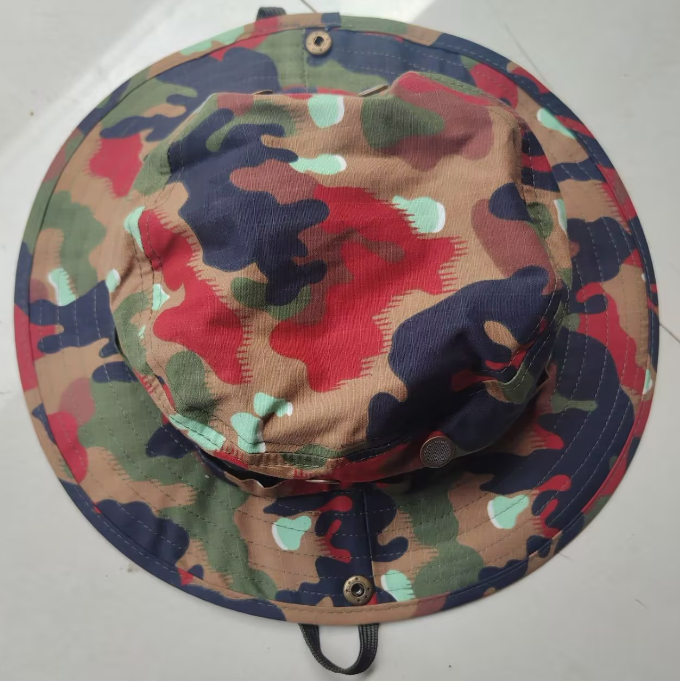 Chapéu Boonie Camuflado Vermelho Suíço com Aba Redonda