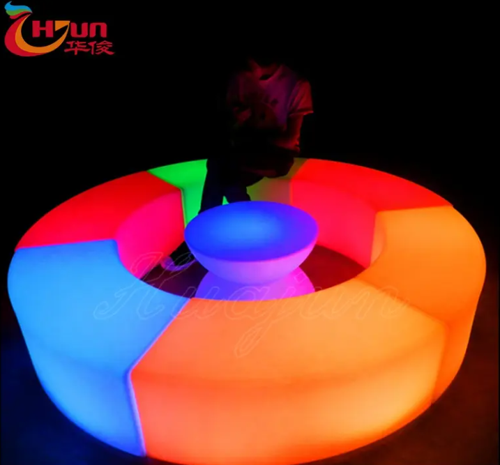 Beliebte Hocker LED leuchtende Stuhl Bar gebogen Sofa Anzug wasserdichte Pe Kunststoff Möbel (ein Set müssen 6 Schnitt teile bestellen)