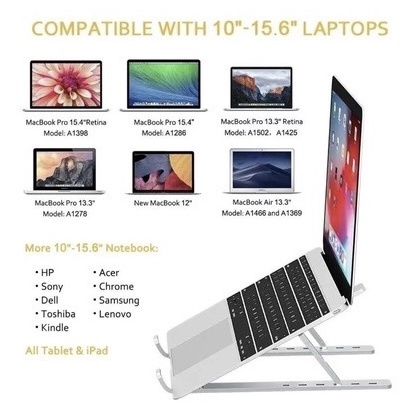 Suporte Para Notebook Alumínio Ajustável Dobrável Top suporte mesa de resfriamento almofada