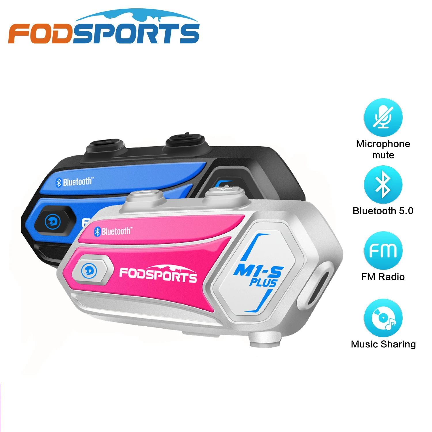2ชิ้น fodsports หมวกกันน็อคมอเตอร์ไซค์ M1-S Plus หูฟังบลูทูธอินเตอร์คอม8ผู้ขับขี่โมโตอินเตอร์โฟนแชร์เพลงวิทยุเอฟเอ็ม