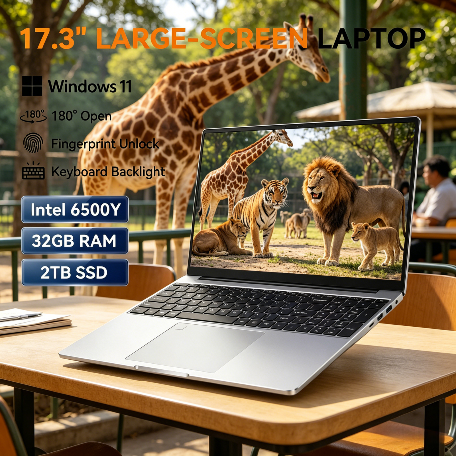 激安セール 17.3インチ大画面ノートパソコン Intel 6500Y 32GB RAM 1TB/2TB SSD Windows 11 HD 軽量ポータブルオフィスノートブック
