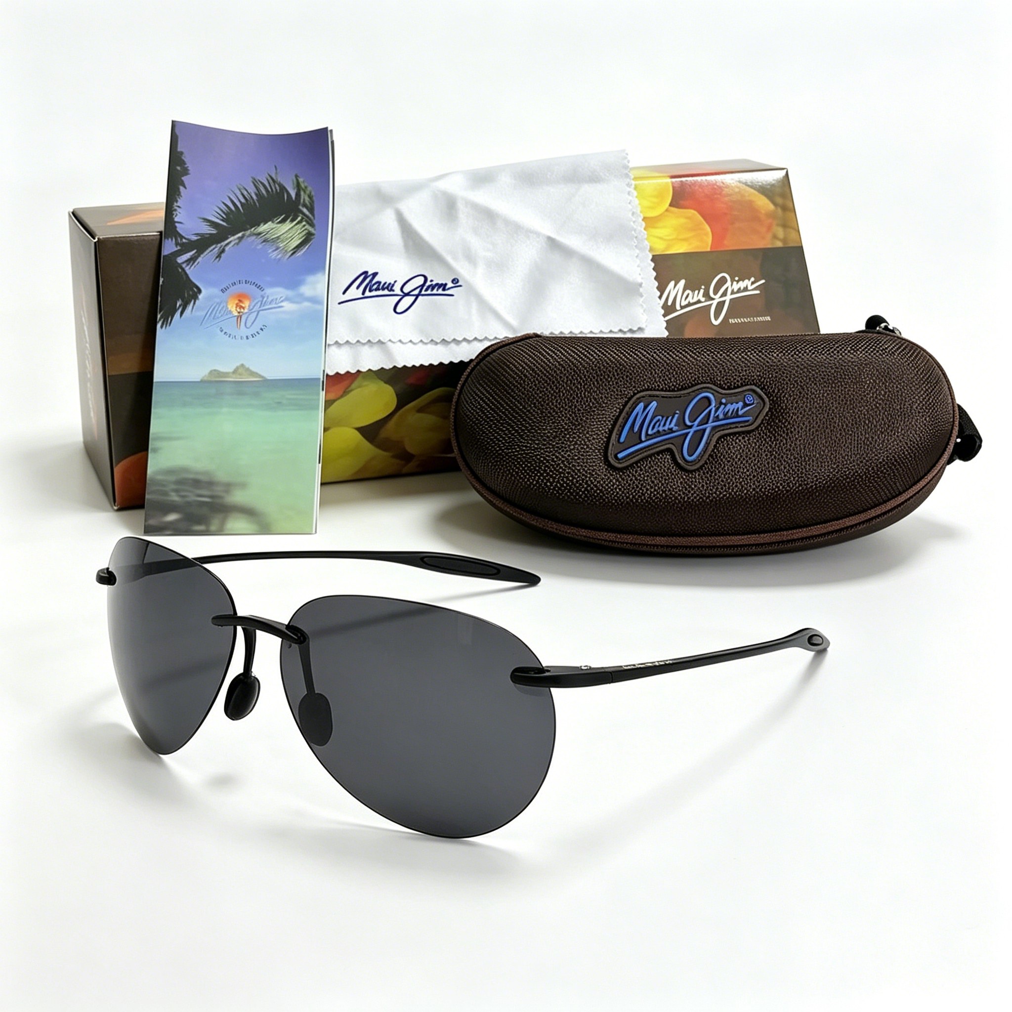 Солнцезащитные очки Maui Jim для мужчин и женщин, поляризационные, без оправы, для водителей, для активного отдыха, велоспорта, рыбалки, в коробке