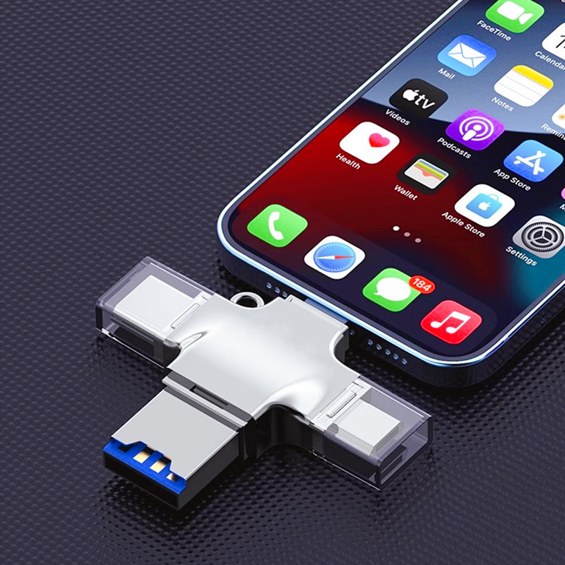 4 w 1 dla iPhone'a typu C Czytnik kart TF Micro usb Konwerter danych Adapter OTG Czytnik kart dla iPhone'a 15 14 13 12 ios Akcesoria