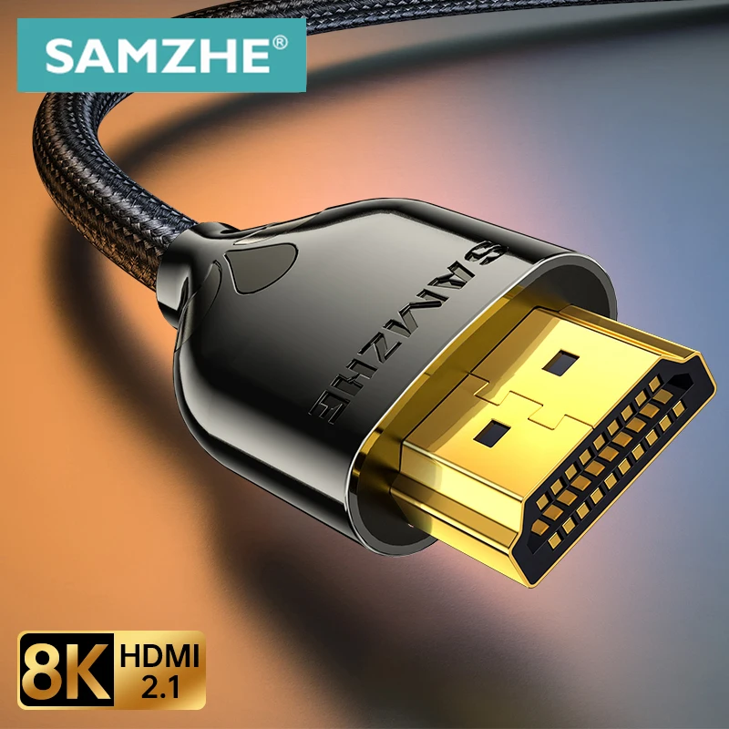 SAMZHE 8K Kabel HDMI 2.1 Ultra Kecepatan Tinggi 48Gbs Bersertifikat untuk PS5 TV Box HUB 8K @ 60Hz HDMI2.1 48Gbps EARC Dolby Vision HDMI