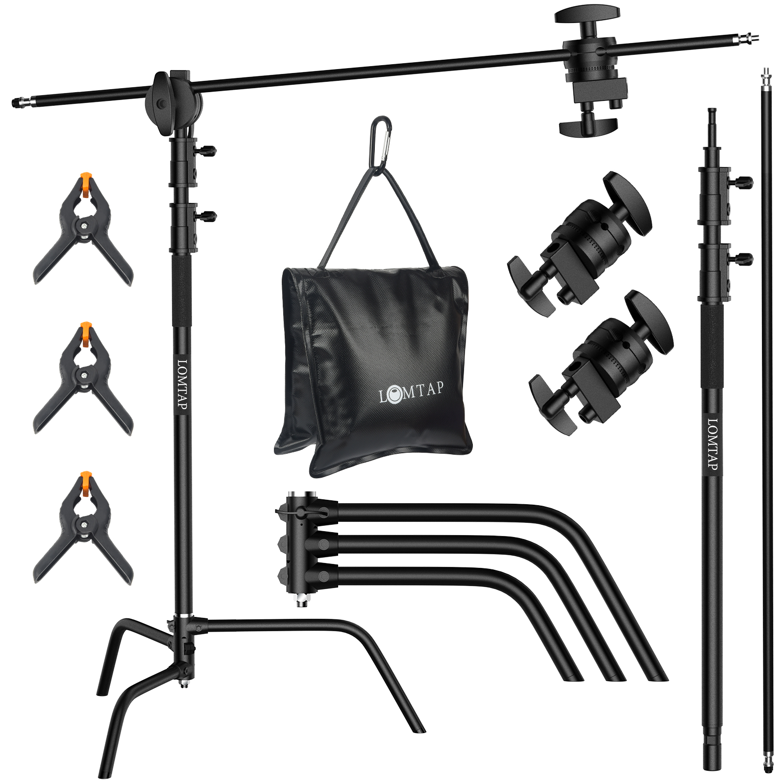 Sh 2.6M/3.3M Zwart Roestvrij Staal Eeuw Opvouwbaar Licht Stand Statief Magic Leg Fotografie C-Standaard Voor Spot Light,Softbox
