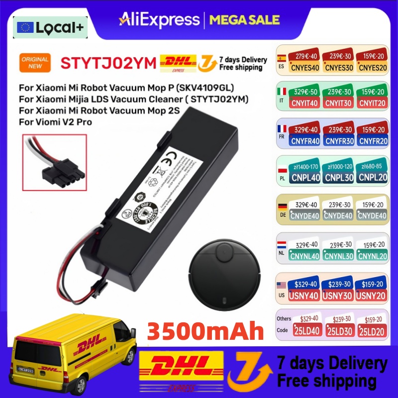 Li-ion batterij voor Xiaomi Mijia Mi Robot Vacuum-Mop 2S / Mop P veeg- en schoonmaakrobot, 18650 4S1P 14.4V 3500mAh STYTJ02YM