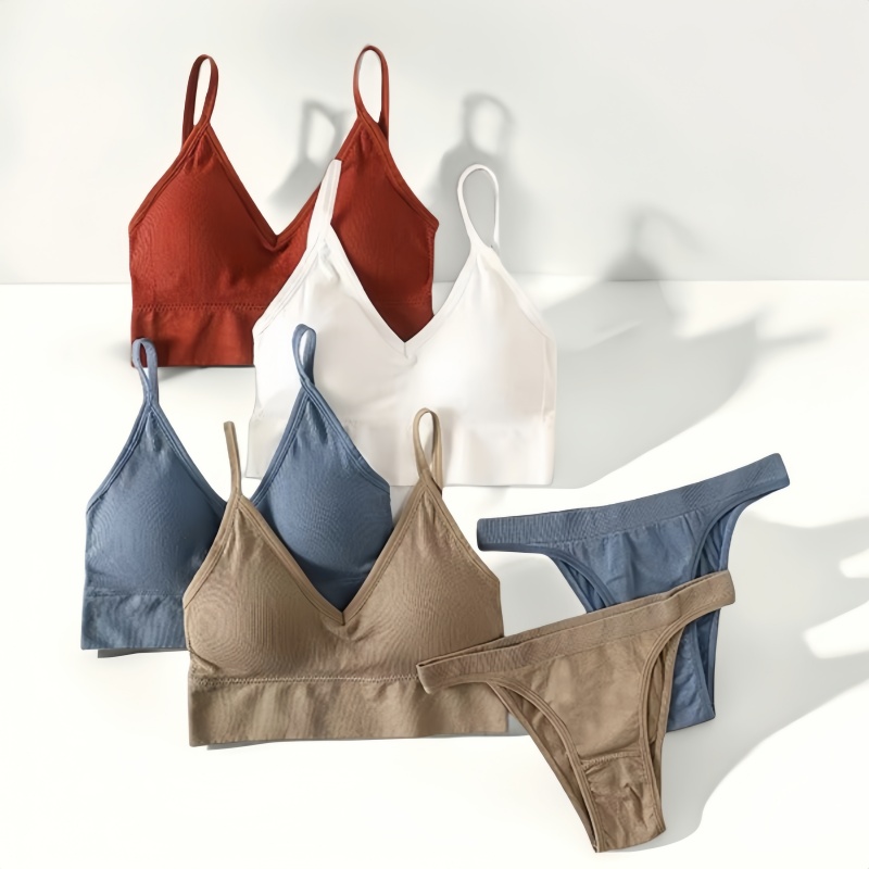 Frauen nahtlose BH-Set niedrige brasilia nische Höschen Draht frei Sport-BH Büstenhalter sexy Dessous weibliche Unterwäsche-Set