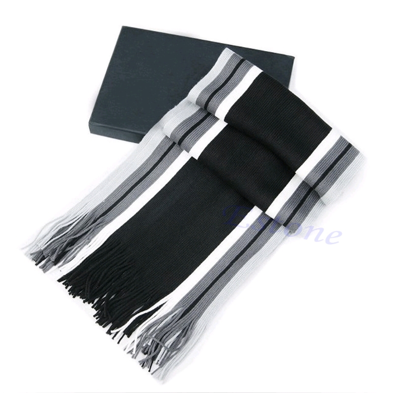 Men's  Striped Cashmere Shawl Winter Warm Long Fringe Tassel Scarf New Drop Shipping
