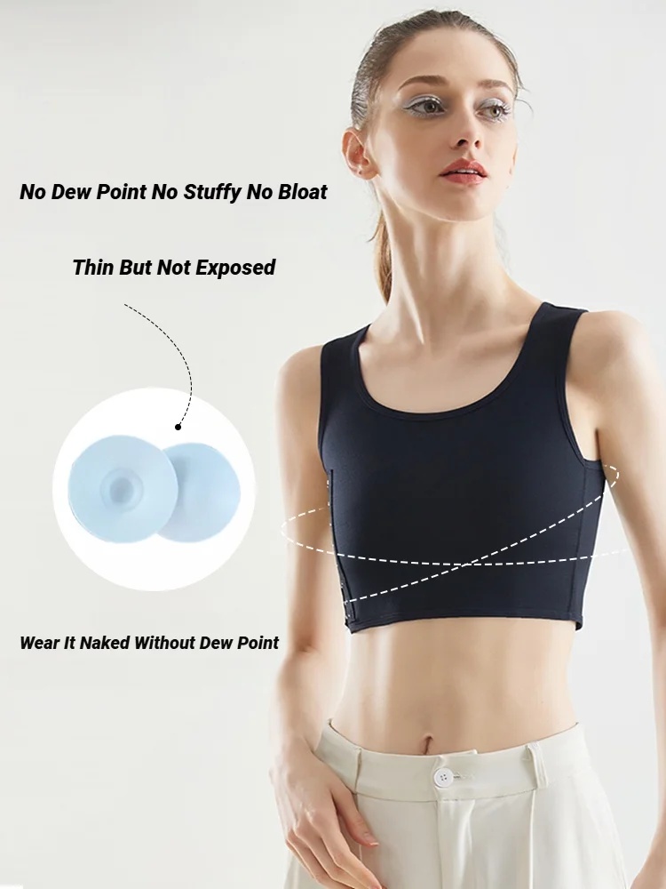 Top corto transpirable para mujer con cierre lateral, sin aros, tipo chaleco, sin costuras, para sujetar el pecho