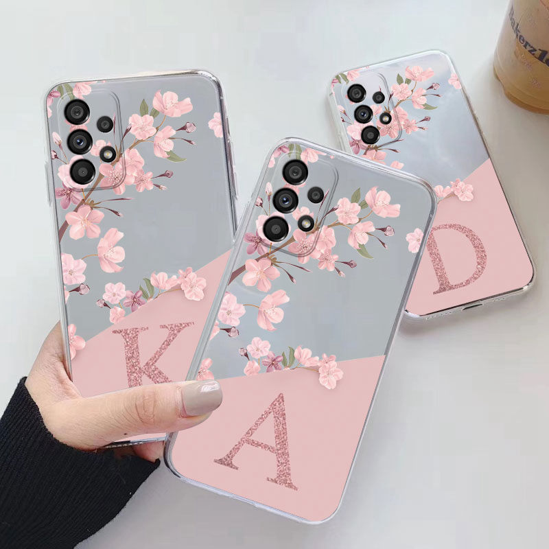 Per Samsung Galaxy A53 5G Custodia morbida e sottile di lusso AZ lettere Cover posteriore Fundas Paraurti trasparente per Samsung A 53 5G Guscio trasparente