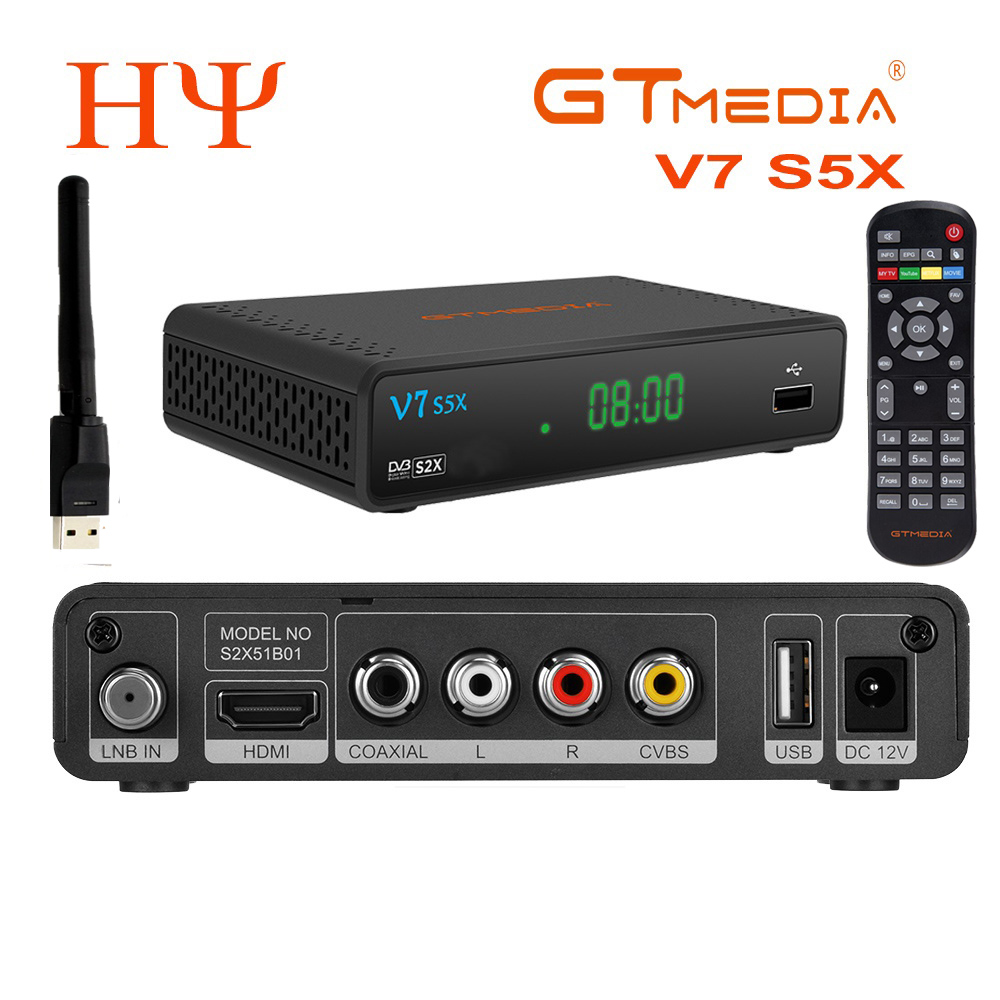 Receptor de TV por satélite GTMEDIA V7 S5X DVB-S/S2/S2X H.265(8bit) Compatible con HD 1080P