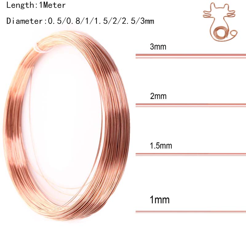 High Quality 1meter Coppes Line Wire 0.5/0.8/1/1.5/2/2.5/3mm T2 Coppers Red Coppers 99*90% Bare Wire