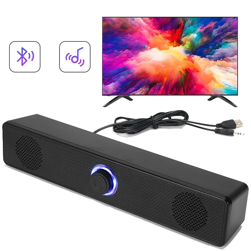 Barre de son pour PC, haut-parleur Bluetooth filaire et sans fil, barre de son alimentée par USB pour TV, PC, ordinateur portable, jeu, système Audio Surround pour Home cinéma