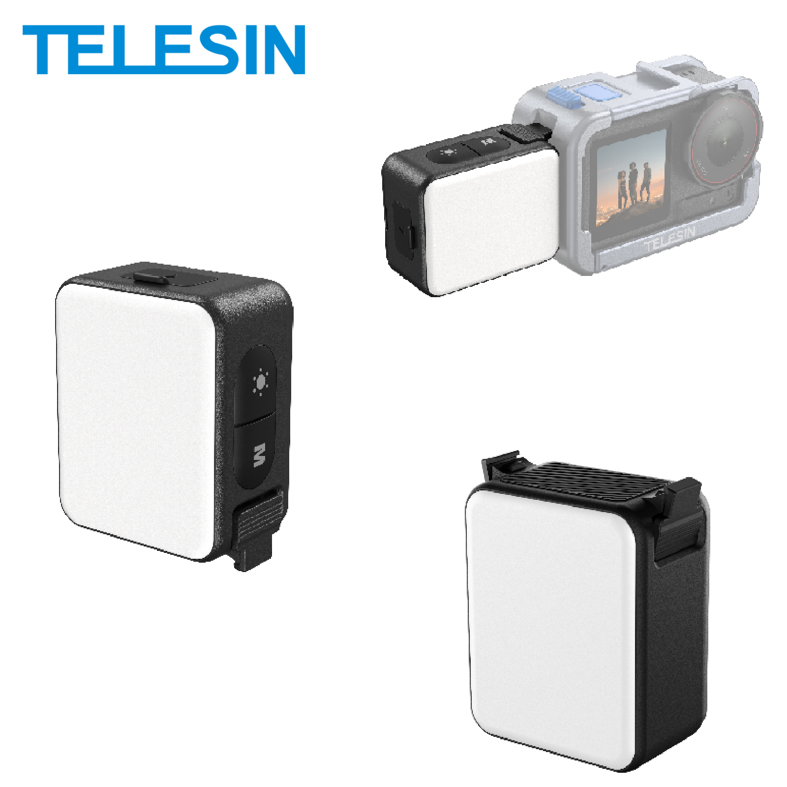TELESIN Mini luz de relleno de liberación rápida Mini luz de Selfie impermeable para DJI OSMO Action 2 3 4 5pro luz de Selfie para acción OSMO