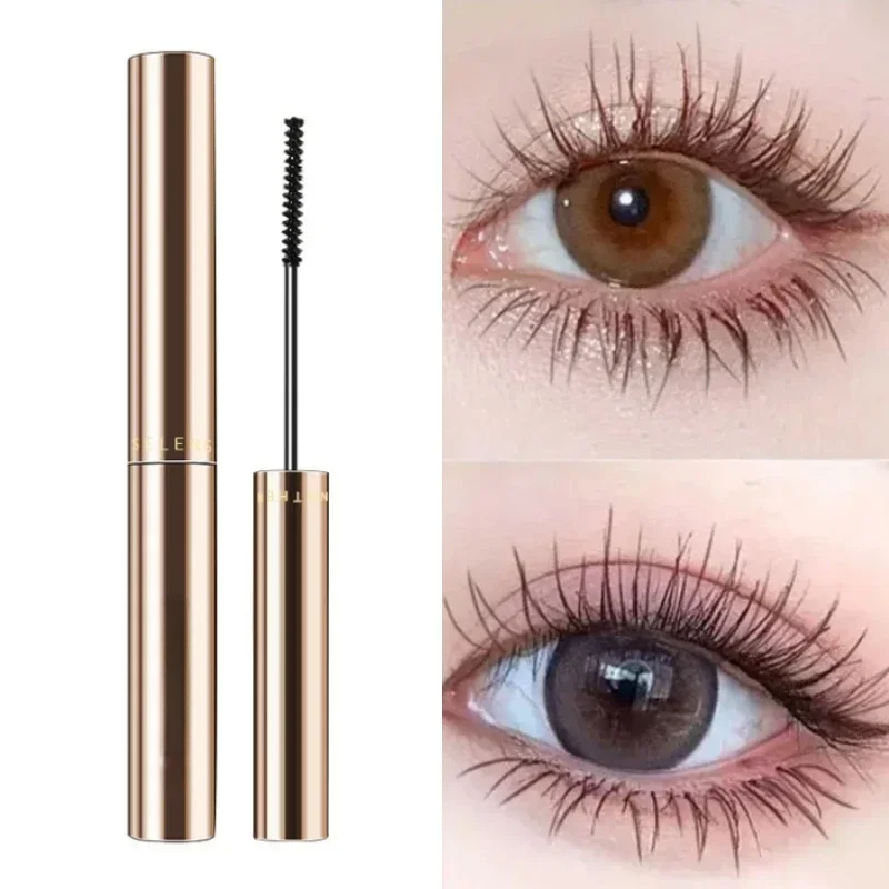Máscara de pestañas de fibra de seda 4D, cepillo ultrafino grueso, extensión de pestañas, máscara impermeable negra y marrón, cosmética para ojos de mujer Sheglam