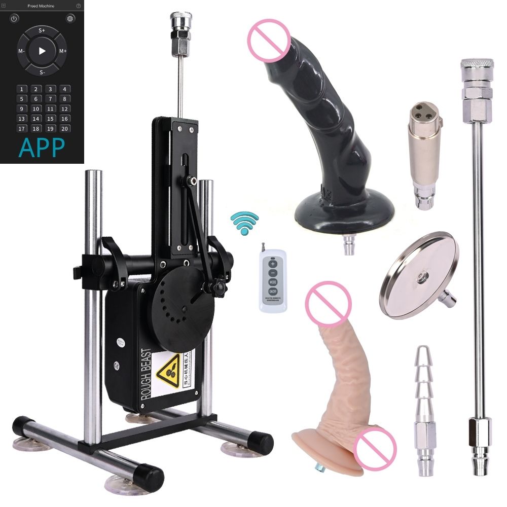 Leistungsstarke A6-Fernbedienung/APP-Sexmaschine für Frauen, automatische 70-W-Liebesmaschine mit realistischem Dildo-Aufsatz, Sexspielzeug