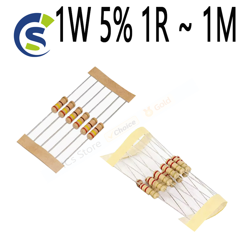100 teile/los Kohlenstoff film widerstand 2,2 r 10r 22r 47r 51r 100r 150r 470r 1k 4,7 k 10k 47k 1 2,2 10 22 47 51 5% 1w 1r ~ 1m