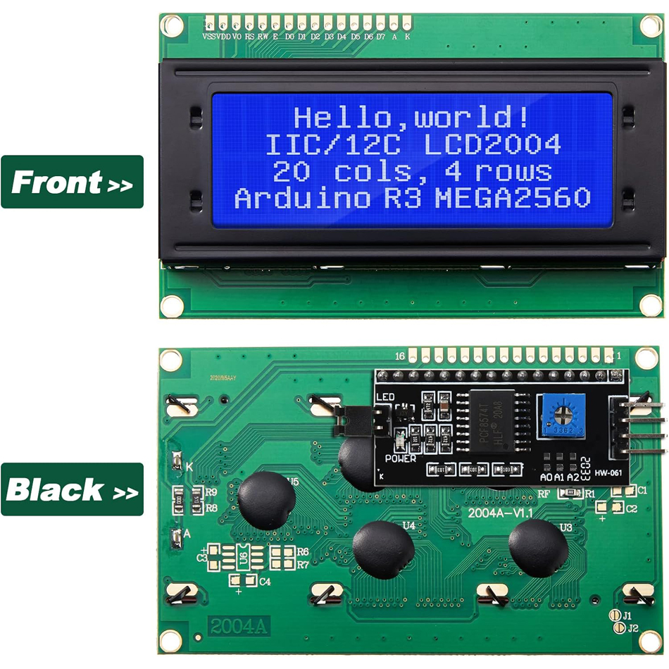 LCD2004 2004 LCD 모듈 파란색/녹색/흰색 화면 20X4 문자 LCD 디스플레이 Arduino 용 IIC I2C 직렬 인터페이스 어댑터 모듈