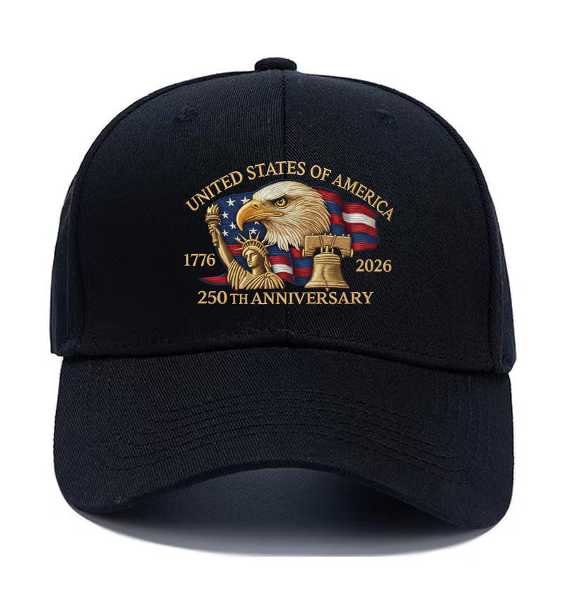 Cappello da baseball tributo, comodo berretto patriottico con aquila e bandiera, cappello retrò lavato per il 250° anniversario degli USA, per gli americani