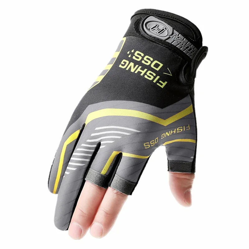 Luvas de ciclismo de pesca de verão homens luvas de corte de três dedos para pesca proteção solar masculino anti-deslizamento unidade respirável luvas finas