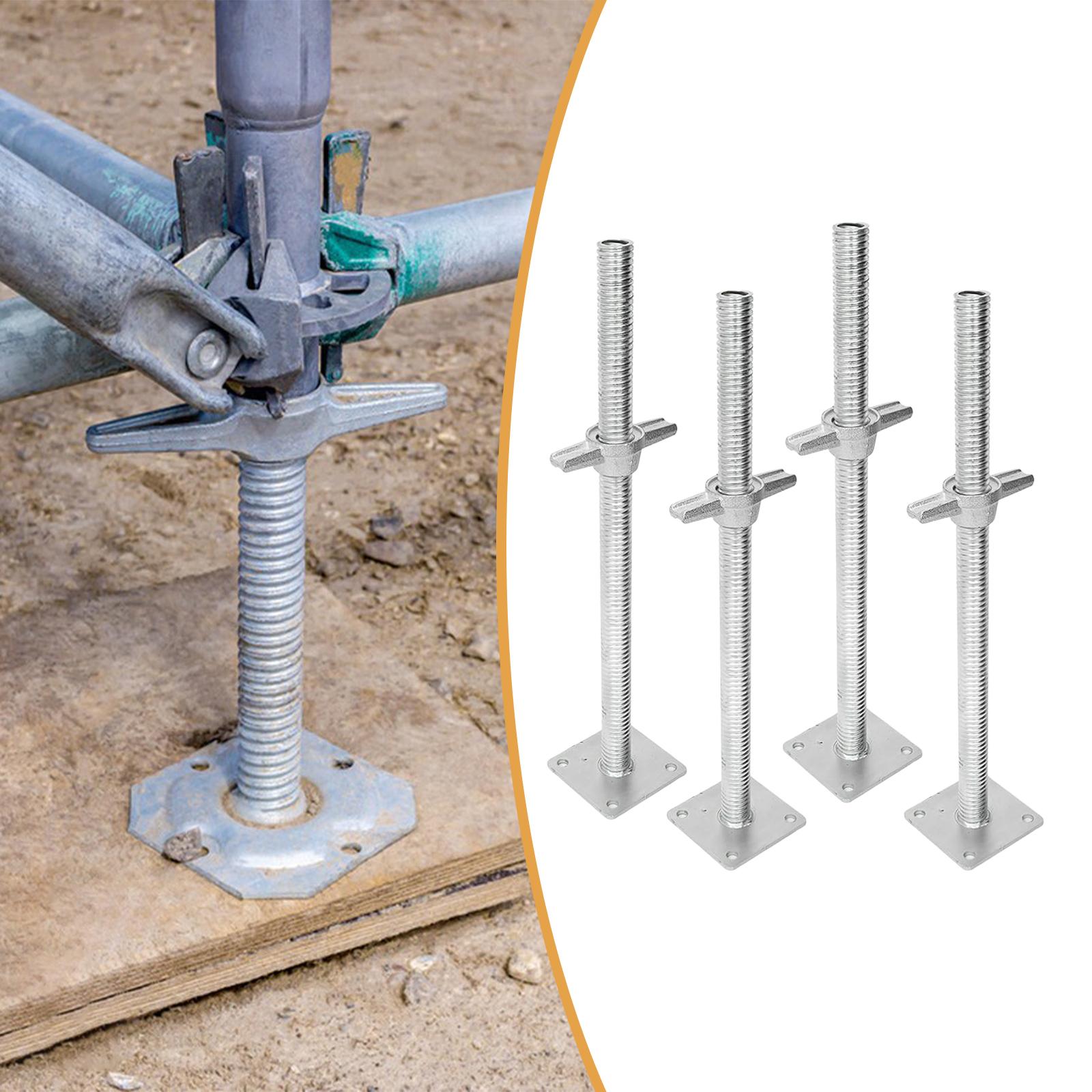 4x Leveling Jacks for Scaffolding with Big Wing Nut Adjustable 30cm Strong Support Screw Jacks for Maintenance Renovation