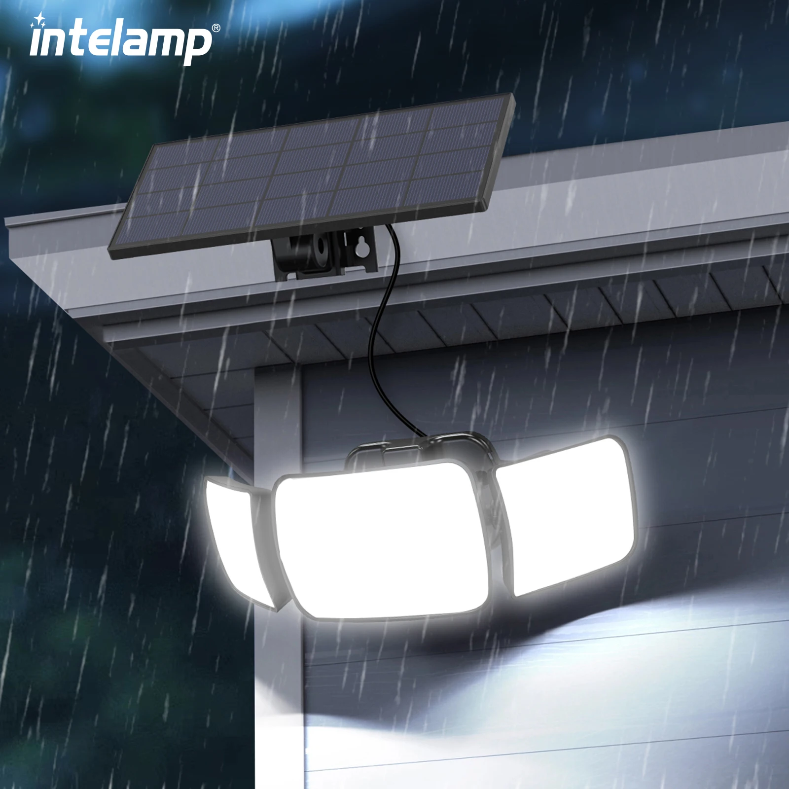 Lampe solaire extérieure avec capteur de mouvement, imperméable, lumineuse, luminaire décoratif d'extérieur, idéal pour un jardin, une cour, un chemin, un Garage, des escaliers ou un porche