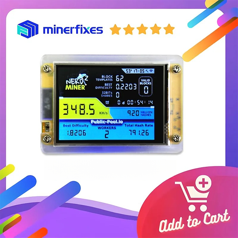 NerdMiner V2 2.8 cala 350kh/s BTC Solo Lottery Nerd miner Crypto Bitcoin Miner Solo Mining Machine