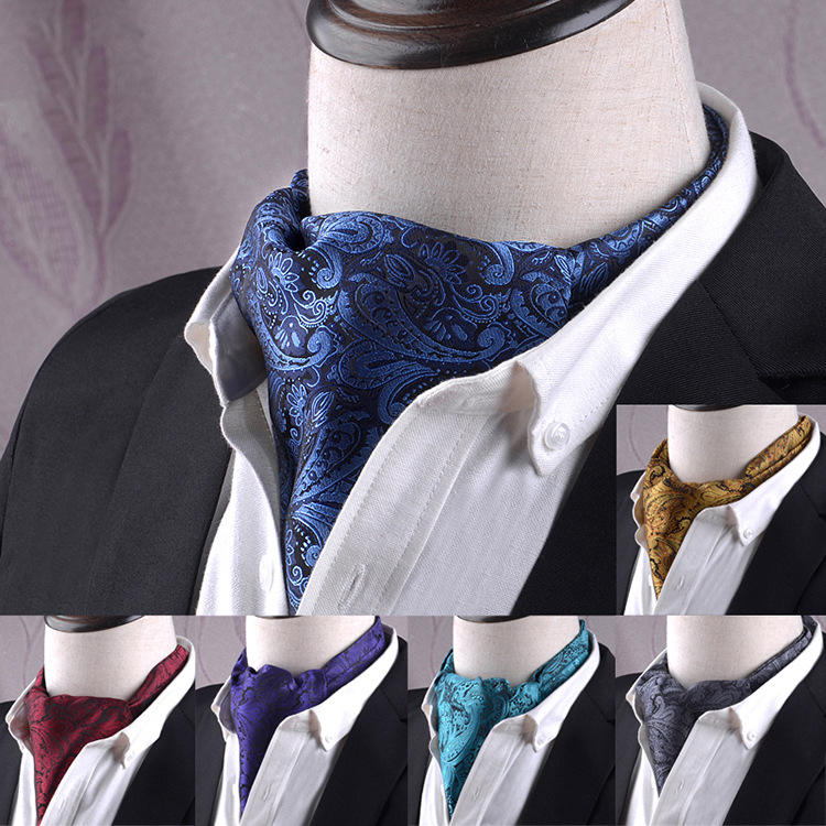 Heren Vintage Paisley Bruiloft Formele Cravat Ascot Scrunch Zelfknoop Britse Stijl Heren Polyester Zijde Casual Stippen Ruit Sjaal Stropdas
