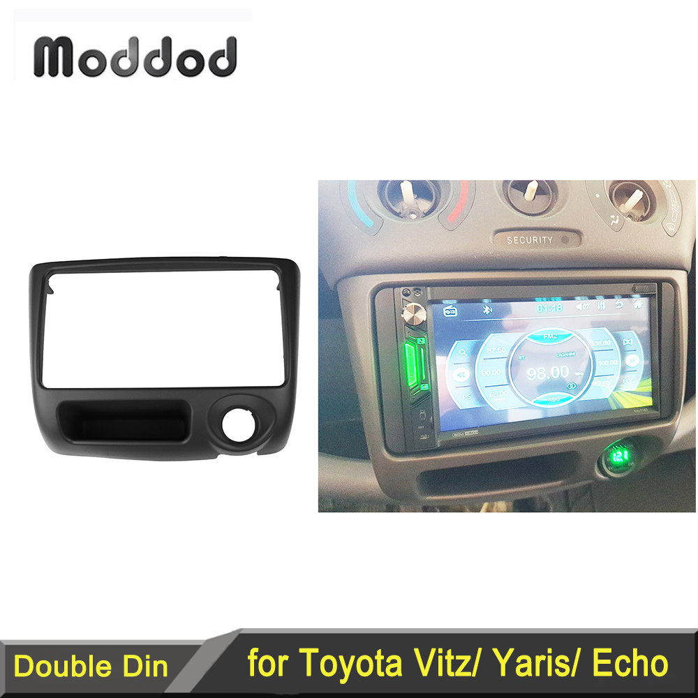 Ramka wykończeniowa radia samochodowego pasuje do Toyota Vitz Yaris do Echo 1999-2005 zestaw na deskę rozdzielczą odtwarzacz DVD Stereo instalacja Surround Trim rama panelu Bezel