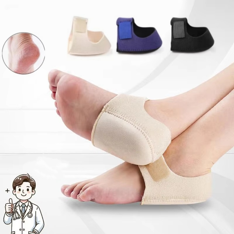1 คู่ซิลิโคน Heel Pads Shock Absorption บรรเทาความดันขาปรับสายรัดป้องกันการลื่นไถล Insoles