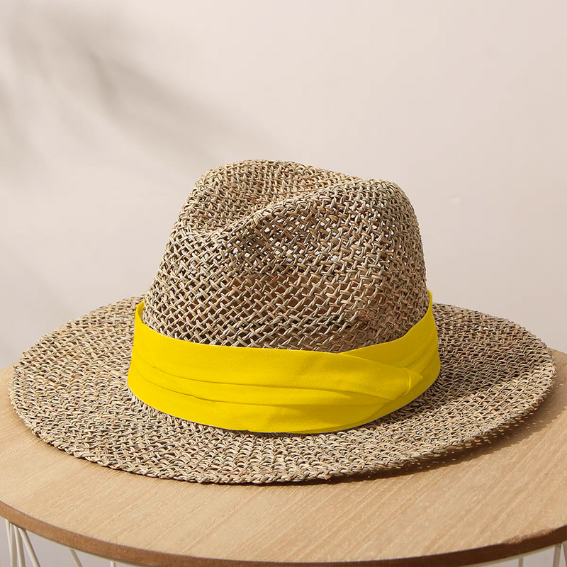 letni słomkowy kapelusz dla kobiet luksusowy kapelusz przeciwsłoneczny Fedora letni kapelusz plażowy francuski kapelusz panama szerokie rondo czapka męska kolorowy pasek