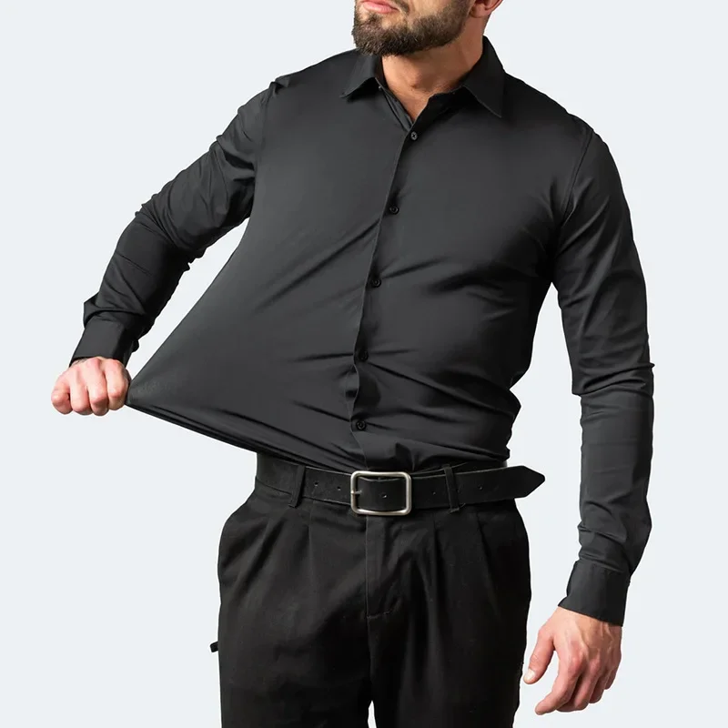 Four sided elastic shirt for men's shirt, multi-color non ironing, wrinkle resistant, simple business dress, casual shirt