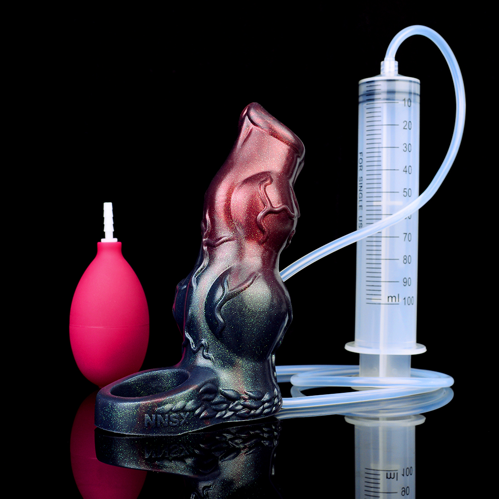 FAAK Luva Peniana de Silicone Preto para Ejaculação, Aumento da Circunferência do Pênis, Dildo Oco com Nó de Ejaculação Fantasia, Brinquedos Sexuais para Homens