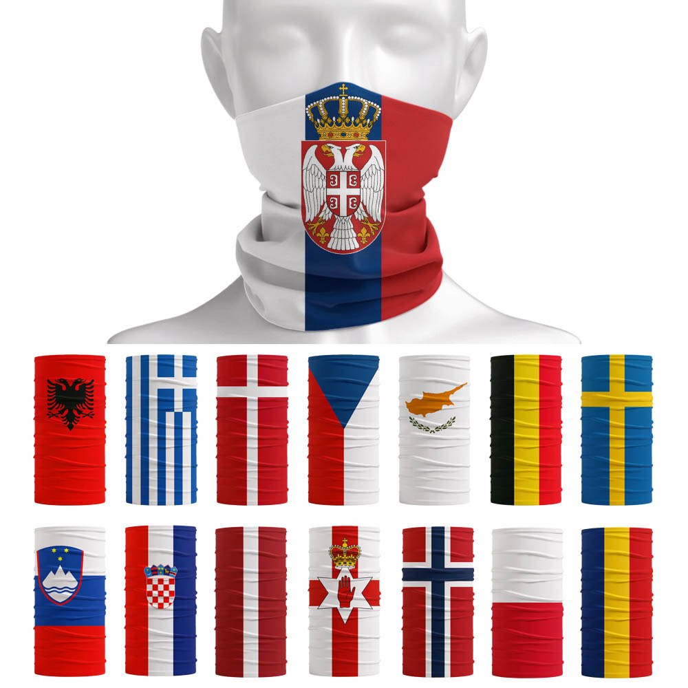 Новый европейский национальный флаг Бандана Сербии Румыния Польша Флаг Латвии с принтом на шею Гетры Бесшовная маска для лица Мужской мотоциклетный шарф