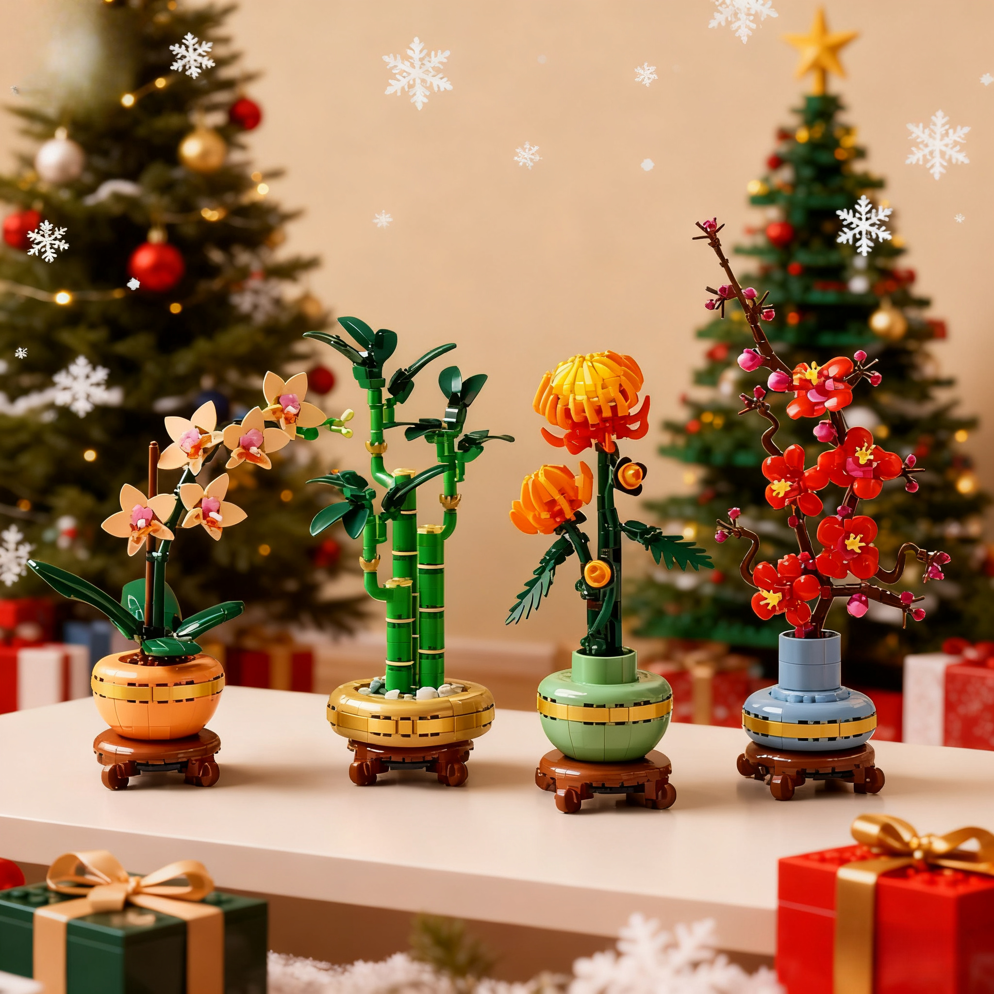 Flores florecientes 10368 10369 10343 10344 Conjuntos de bloques de construcción compatibles con partículas Legoed Adecuado para regalos de Navidad