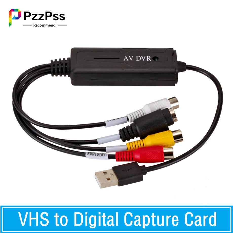 PzzPss VHS в цифровой преобразователь USB 2.0 Видеоконвертер Карта захвата аудио VHS VCR ТВ в цифровой преобразователь Поддержка Win 7/8/10
