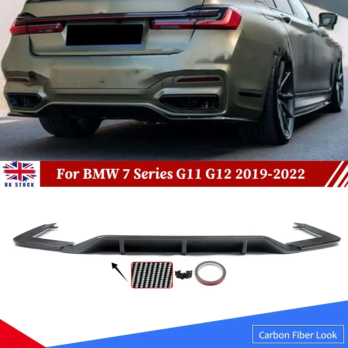 Dla BMW serii 7 G11 G12 Dyfuzor tylnego zderzaka M Performance Style Carbon Look LCI
