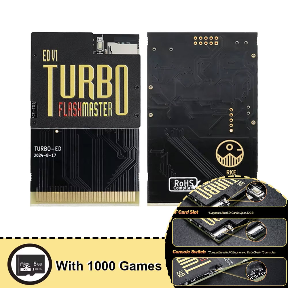 Für TURBO ED PCE-Karte 1000 in 1 Spielkarte für PC-Motor Turbo GrafX und Turbo GrafX Spielekonsolenkarte