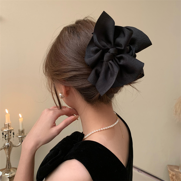 Baru besar kain busur besar jepit rambut Retro ekor kuda kepang cakar klip trendi manis gadis klip rambut halus aksesoris rambut