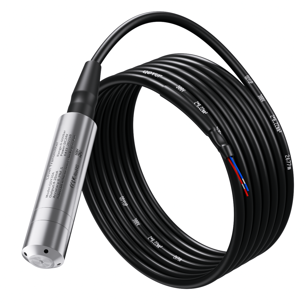 Trasmettitore di livello del liquido sommergibile 4-20mA 0-5m 10m 20m 0-10V RS485 Trasduttore di livello dell'acqua del liquido Sensore di livello dell'acqua
