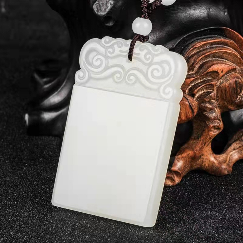 Colgante de amuleto de la paz de jade blanco afgano para hombres y mujeres, colgante de jade de amuleto de la paz blanca gorda de oveja al por mayor