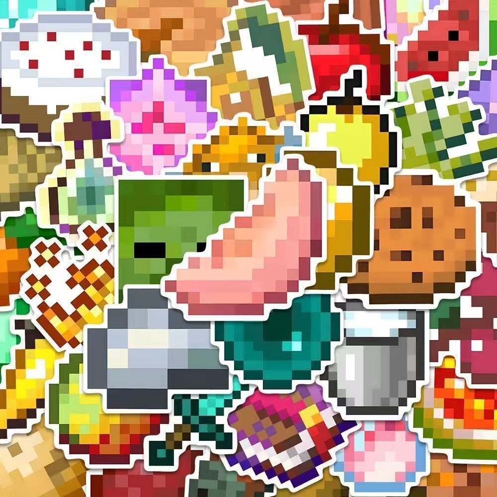 70PCS Creative Pixel Game Sticker Decoration DIY Manual Scrap Book Luggage Laptop Cup Skateboard DIY Waterproof Stickers