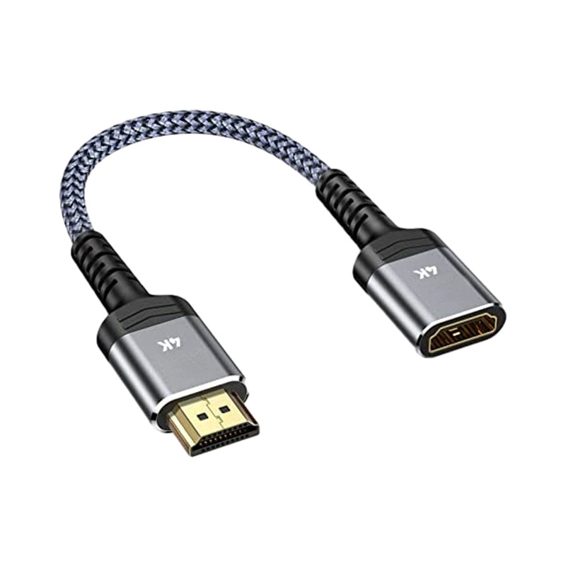 Adapter kabla HDTV z konwerterem HDMI męski na HDMI żeński Pozłacany, pleciony rozdzielacz przewodu przedłużającego o wysokiej rozdzielczości