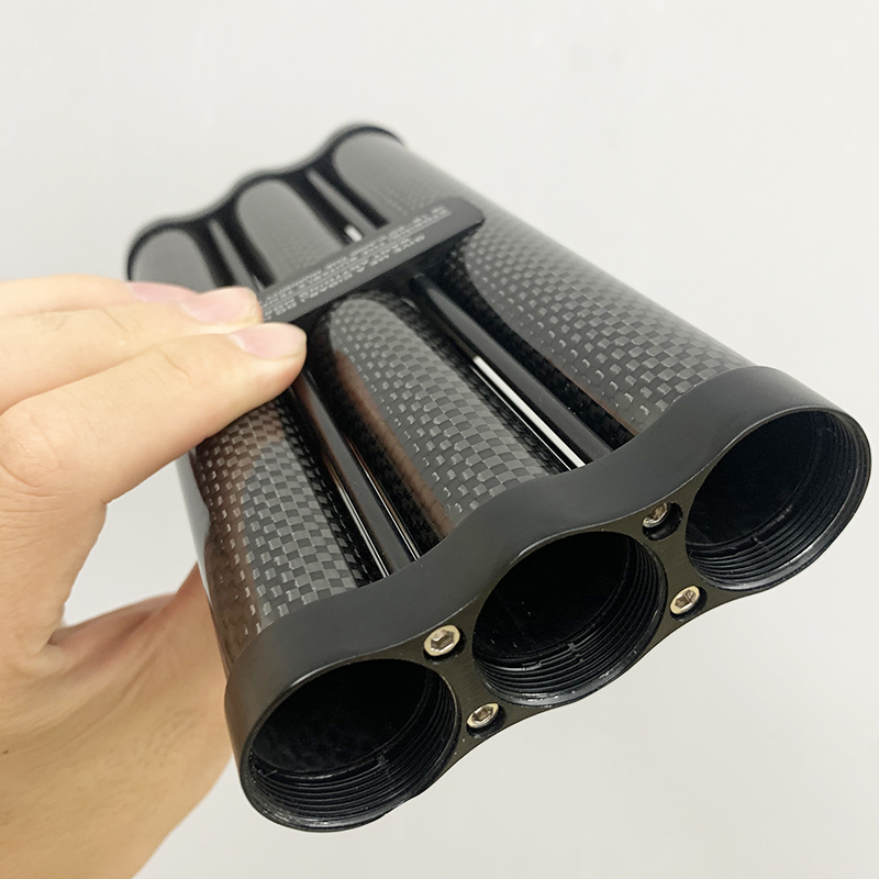 Kotak Cerutu Serat Karbon Hitam Humidor Travel Portabel 3 Tabung Kotak Cerutu dengan Perlengkapan Tempat Penyimpanan Cerutu Humidor Cerutu