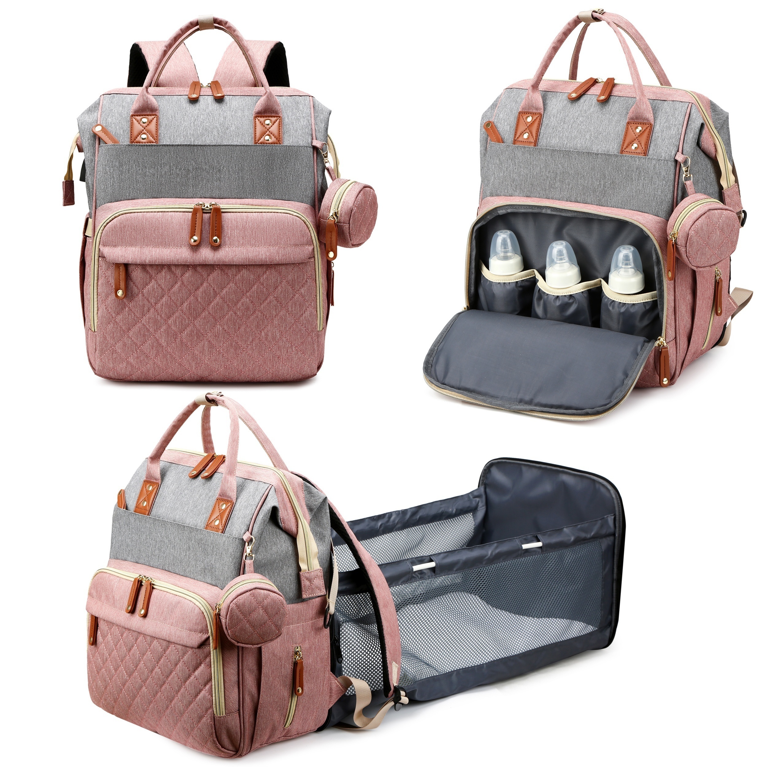 Baby-Wickelrucksack, Babytaschen für Jungen und Mädchen, Wickelrucksack mit Wickelstation, Großer Reiserucksack