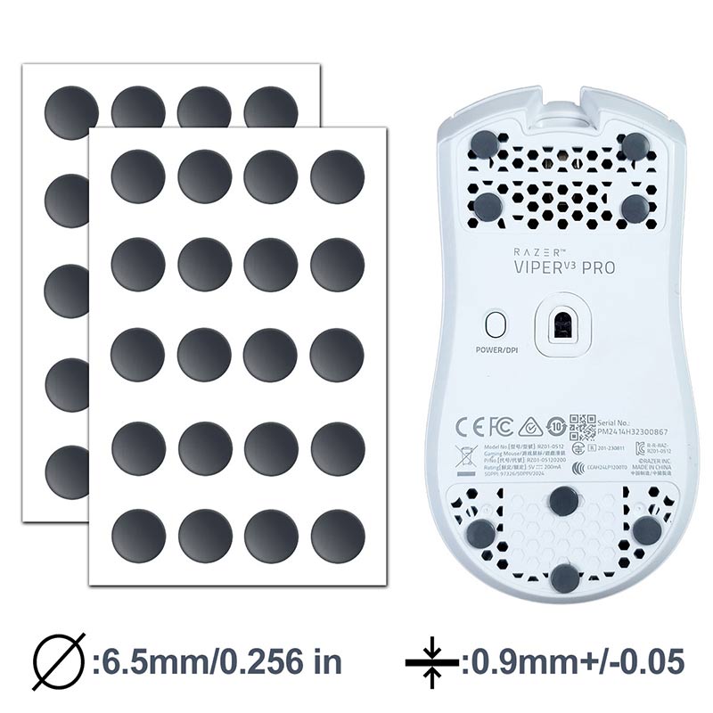 X-Raypad Obsidian PRO Air U-PE Patins de souris universels à points D6,5 mm – Durable. Silencieux. Contrôle