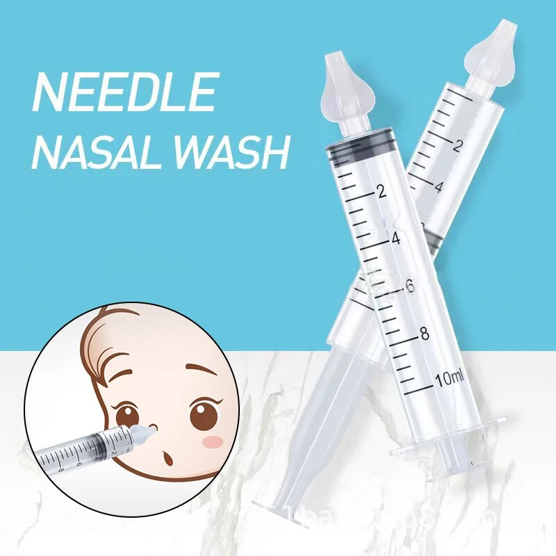 Limpiador de Nariz de bebé, 2 piezas, arandela Nasal, tubo de aguja, aspirador Nasal infantil, jeringa, herramientas para el cuidado del bebé, 10ML