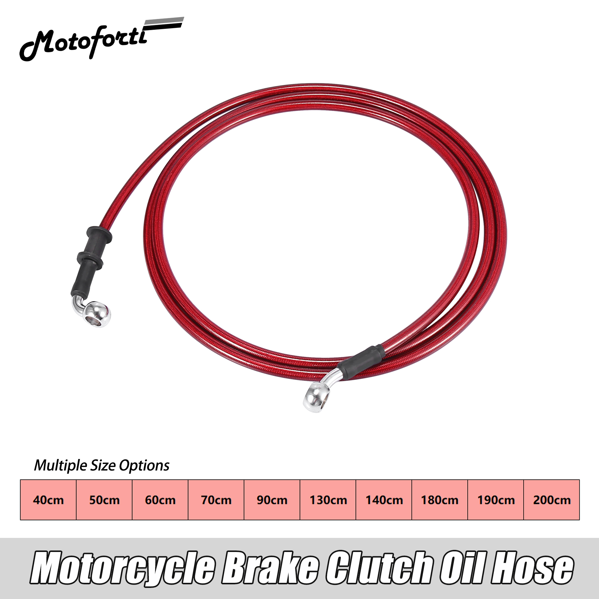 Motoforti Универсальный 40/50/60/70/110/130/140/180/190/200 см мотоциклетный тормозной шланг сцепления, масляный шланг, гидравлическая нержавеющая сталь