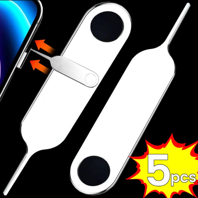 5 ชิ้นซิมการ์ดถาด Ejector Eject Pins เครื่องมือกําจัดกุญแจสําหรับ iPhone Samsung Huawei Xiaomi แท็บเล็ต Universal โลหะเข็มกําจัด
